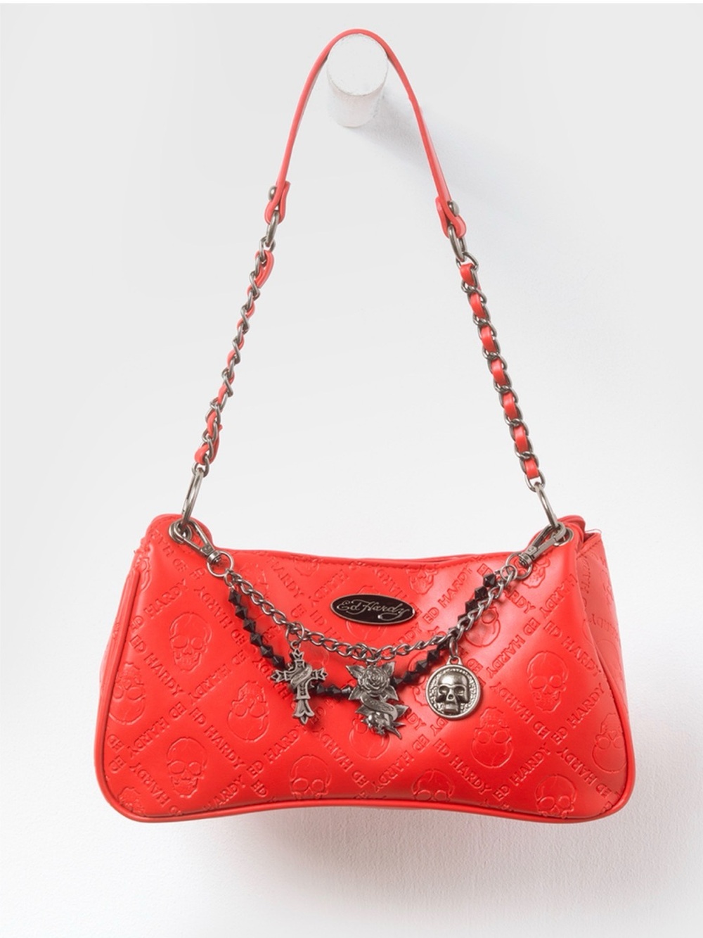 NWT Ed Hardy Buffy Baguette Bag in Red